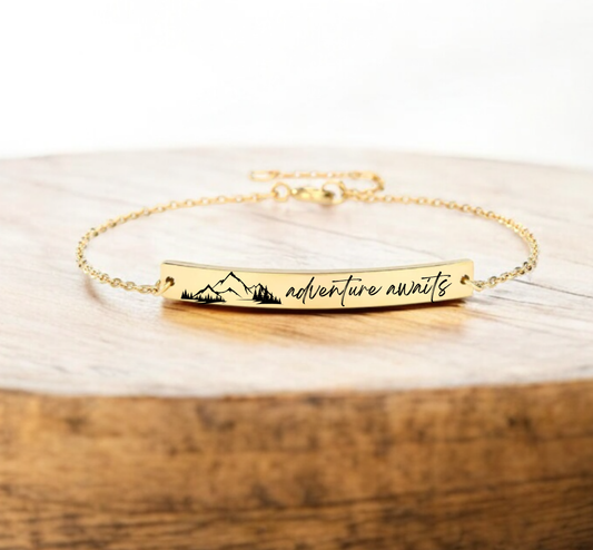 Custom engraved travel bracelet for hikers, wanderers, and outdoor lovers