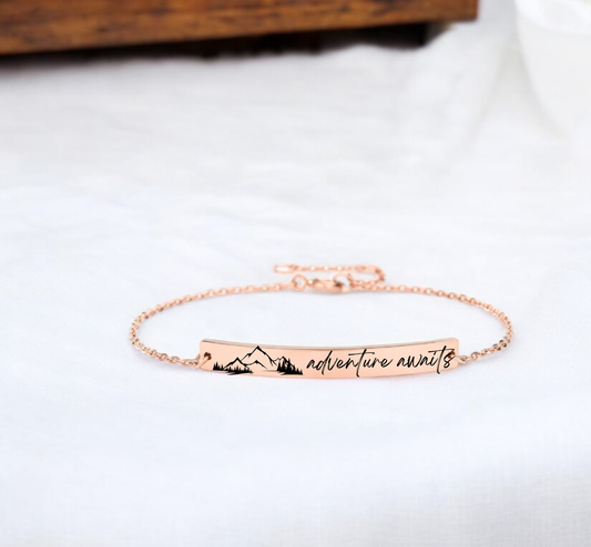 Custom outdoor bracelet for nature lovers – adventure-themed engraved jewelry