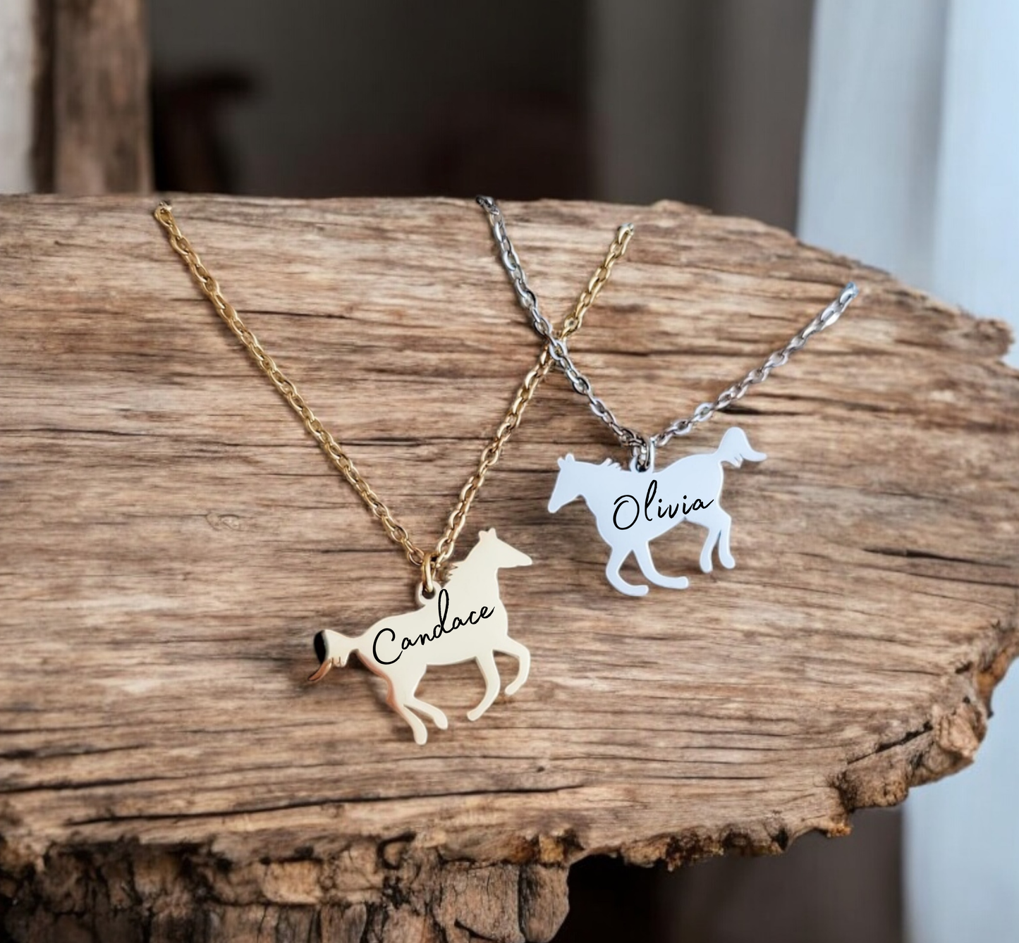 Equestrian Personalized Horse Pendant Necklace - Engraved for Horse Lovers & Riders