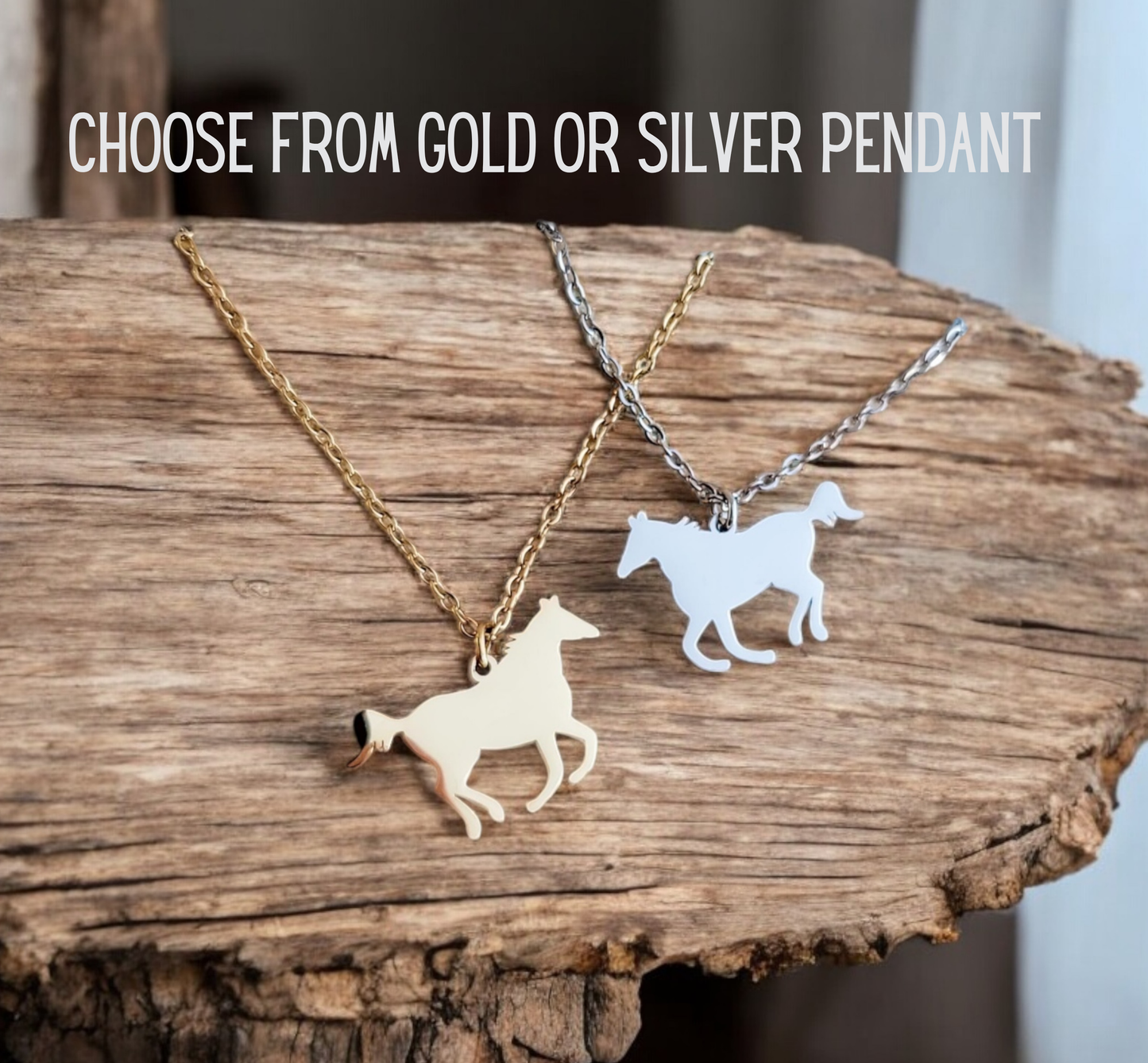 Equestrian Personalized Horse Pendant Necklace - Engraved for Horse Lovers & Riders