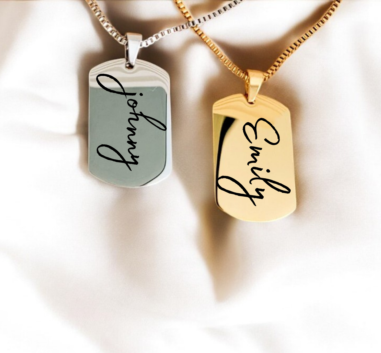 Military Style Personalized Dog Tag Necklace – Custom Engraved Pendant for Men, Gift for Him
