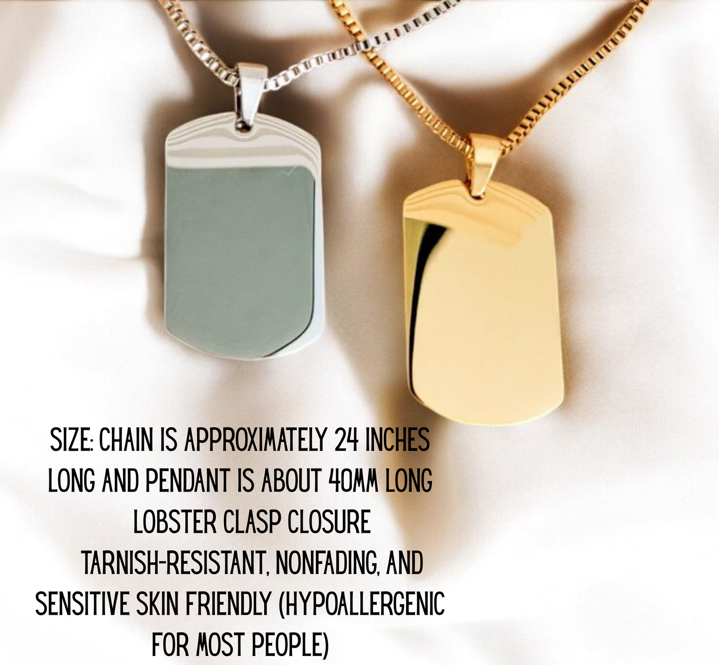 Military Style Personalized Dog Tag Necklace – Custom Engraved Pendant for Men, Gift for Him