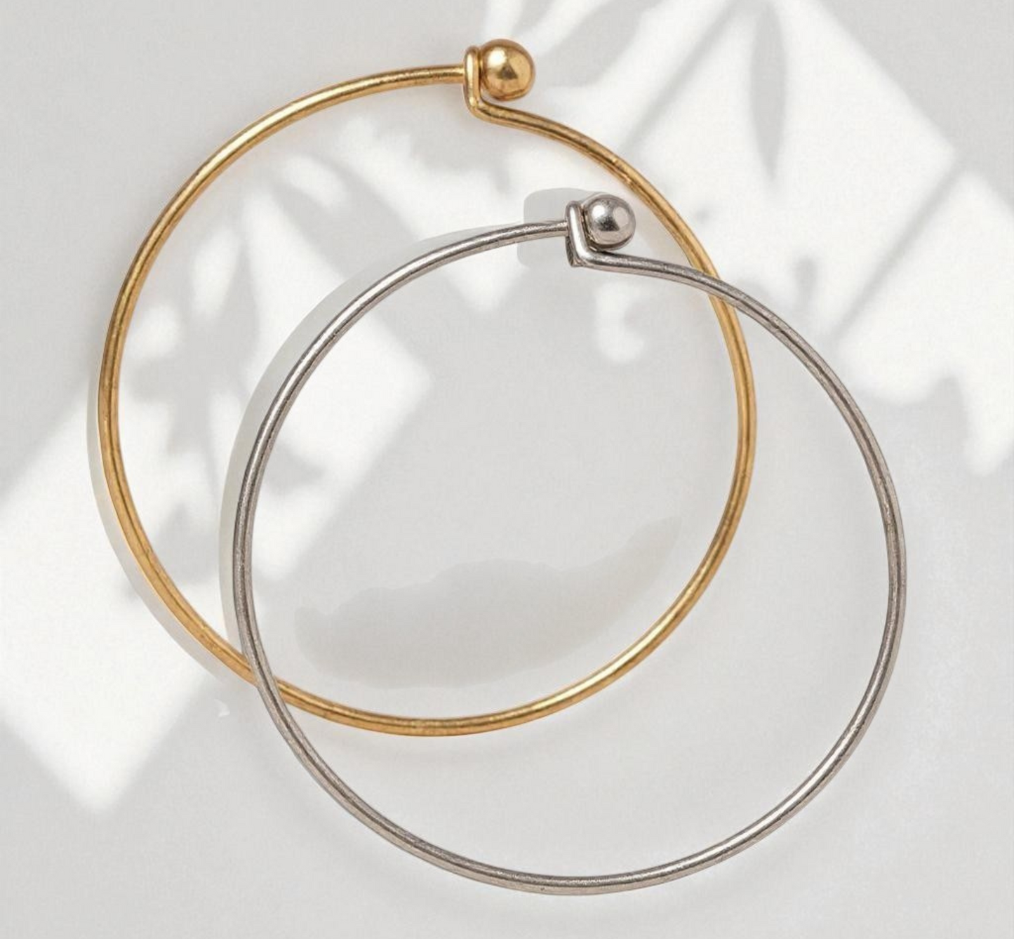 Minimalist Gold & Silver Bangle Bracelets – Stackable Everyday Jewelry for Women, Bridesmaids, or Gifting