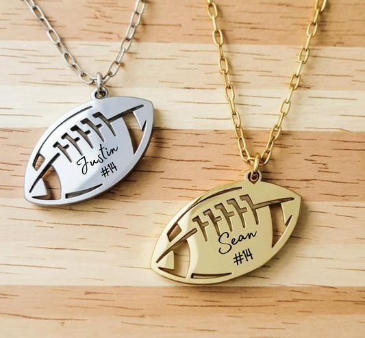 Personalized Football Pendant Necklace – Custom Engraved Jewelry Gift for Football Moms, Players & Coaches