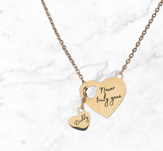 Personalized Memorial Heart Necklace – Custom Remembrance Jewelry for Loss of Loved One, Pet or Family Member