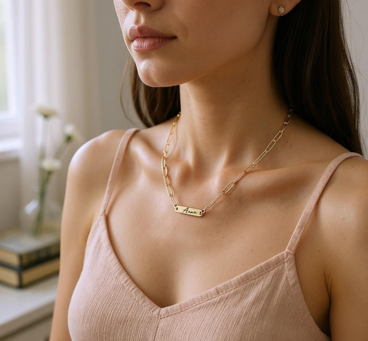 Personalized Name Necklace – Elegant Paperclip Chain Gift for Her