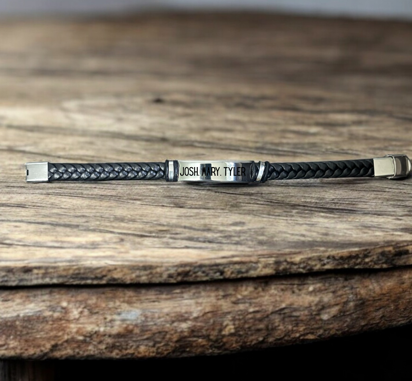 Personalized Men’s Woven Engraved Bracelet – Custom Adjustable Cord Bracelet Gift for Him, Husband, Dad, or Boyfriend