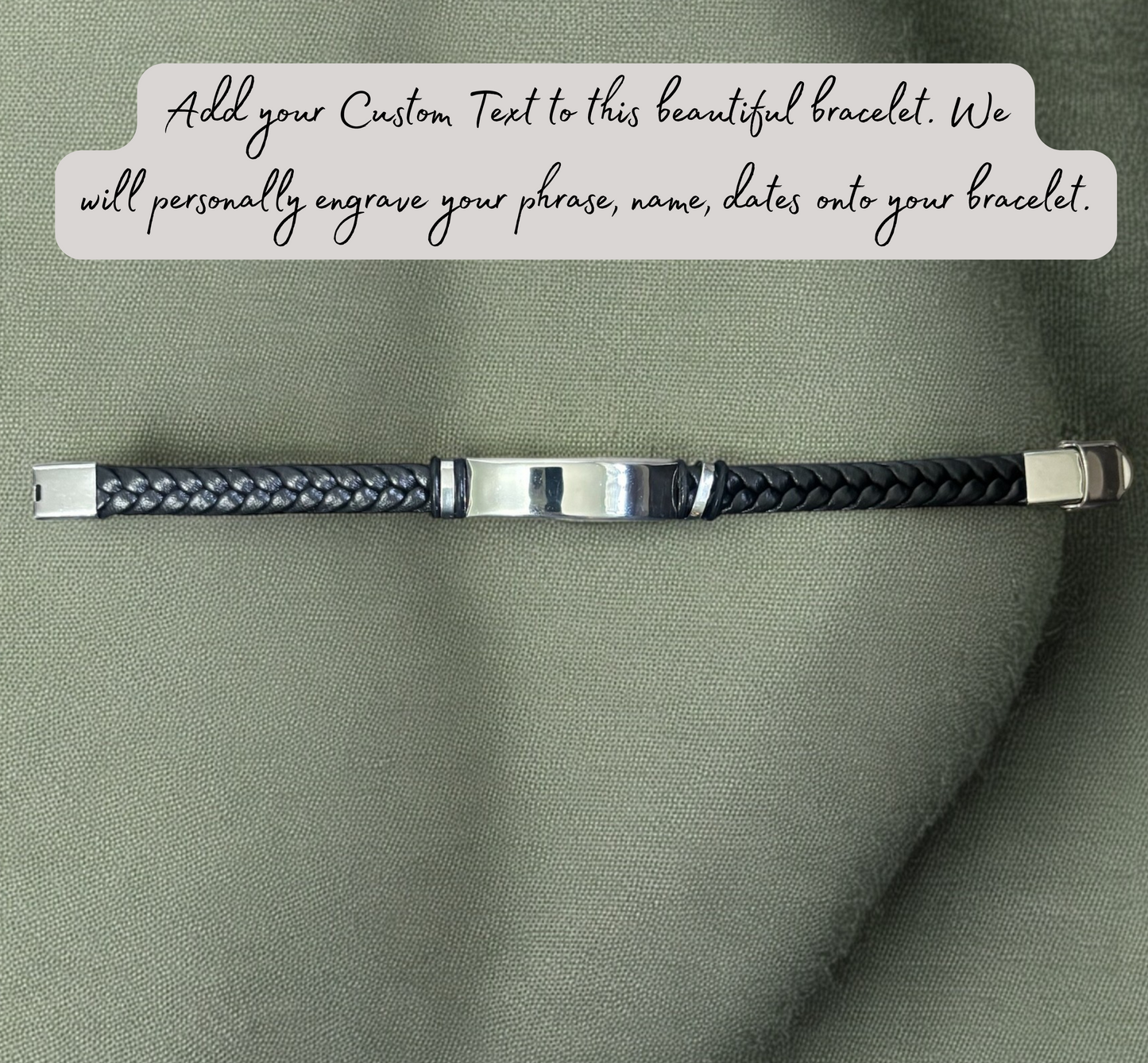 Personalized Men’s Woven Engraved Bracelet – Custom Adjustable Cord Bracelet Gift for Him, Husband, Dad, or Boyfriend