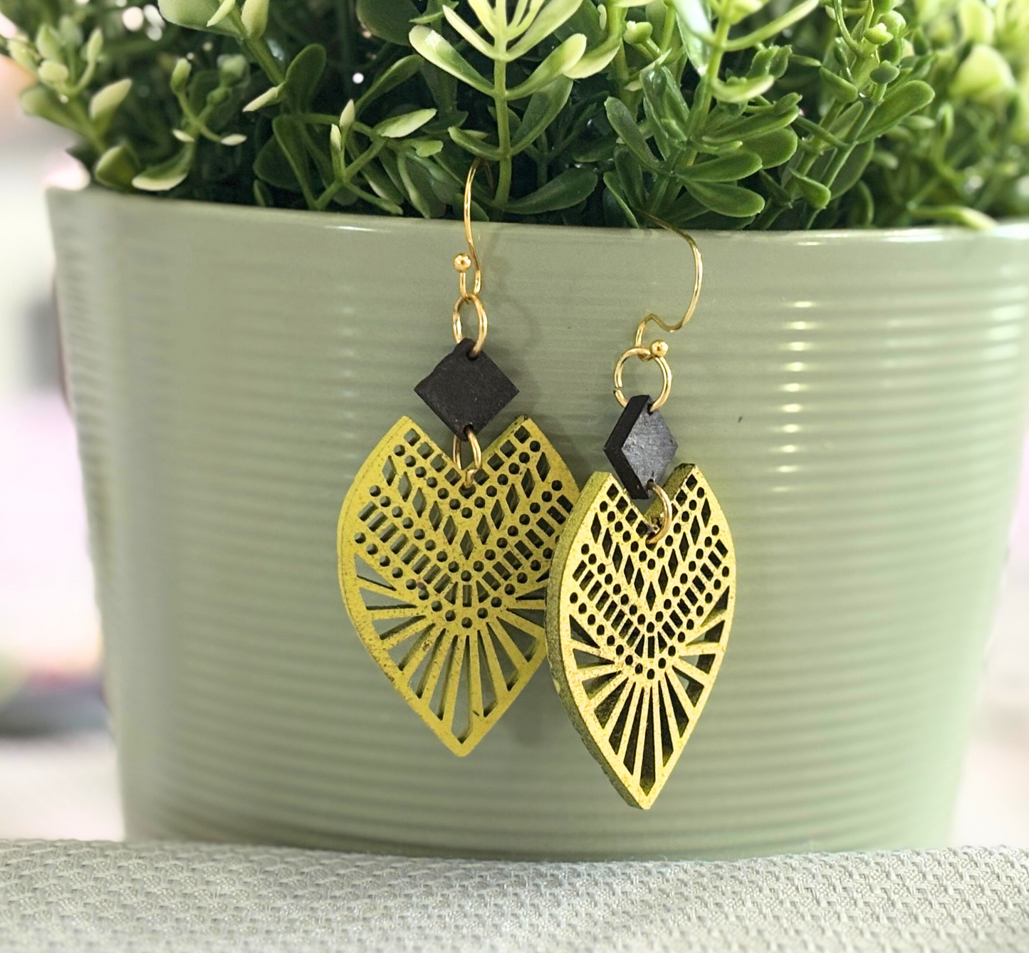 Boho Wooden Teardrop Earrings โ Lightweight Handcrafted Statement Dangles for Women with Hypoallergenic Hooks