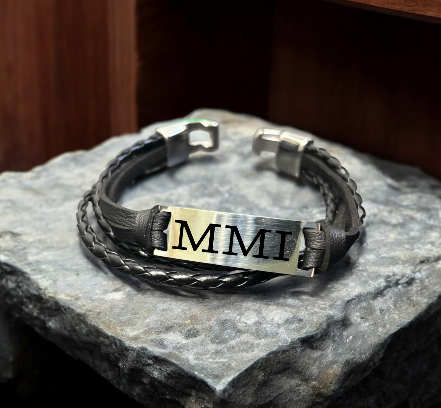 Personalized Men’s Woven Engraved Bracelet – Custom Adjustable Cord Bracelet Gift for Him, Husband, Dad, or Boyfriend