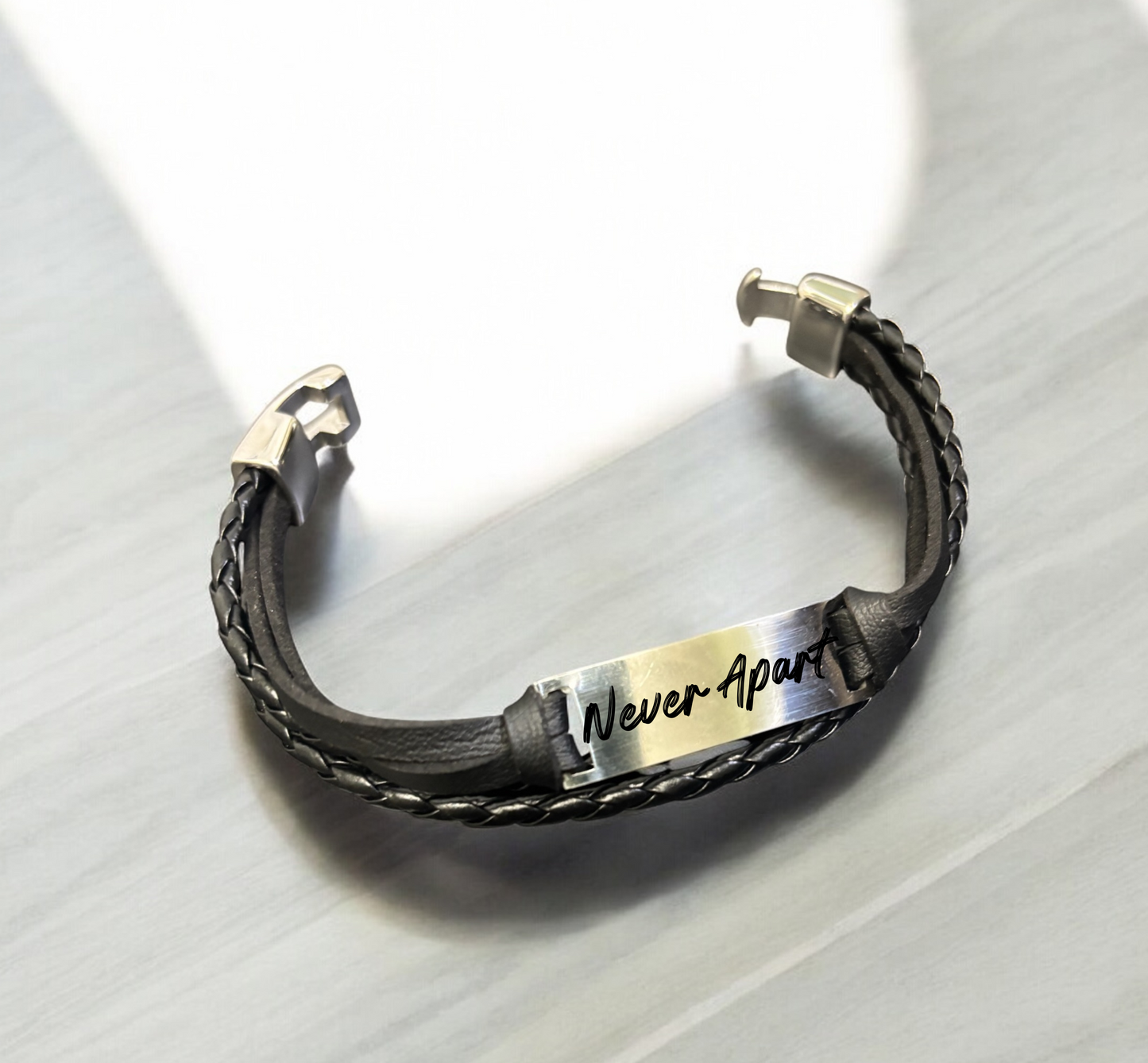 Personalized Men’s Woven Engraved Bracelet – Custom Adjustable Cord Bracelet Gift for Him, Husband, Dad, or Boyfriend