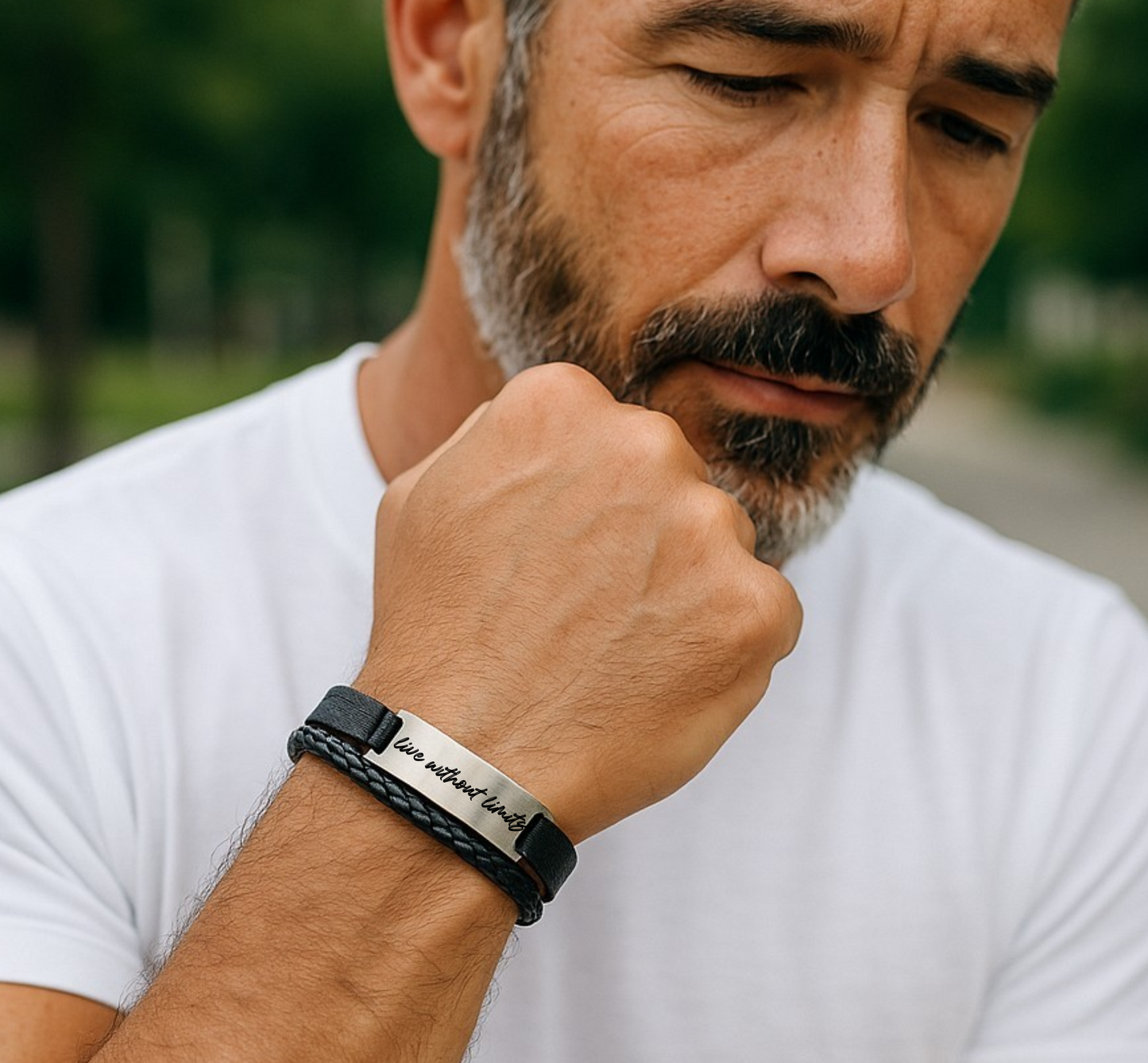 Personalized Men’s Woven Engraved Bracelet – Custom Adjustable Cord Bracelet Gift for Him, Husband, Dad, or Boyfriend