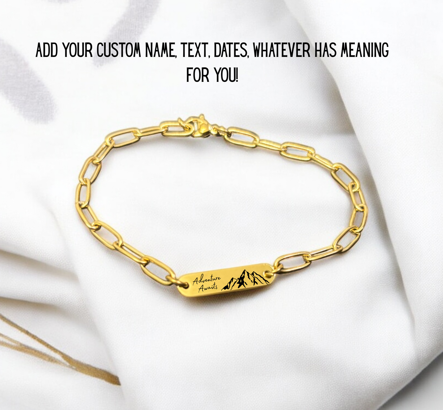 Personalized Oval Name Bracelet – Custom Paper Clip Chain Bracelet, Engraved Jewelry Gift for Wife, Daughter, or Bridesmaid