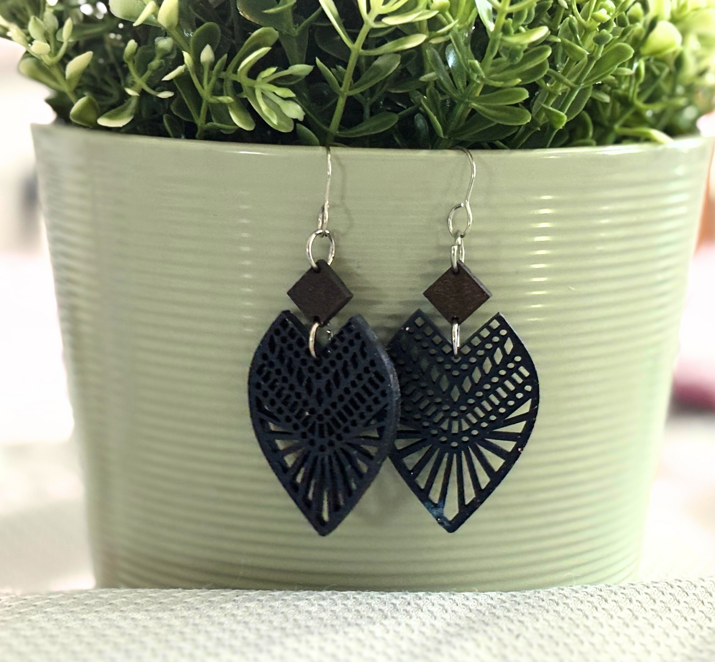 Boho Wooden Teardrop Earrings โ Lightweight Handcrafted Statement Dangles for Women with Hypoallergenic Hooks