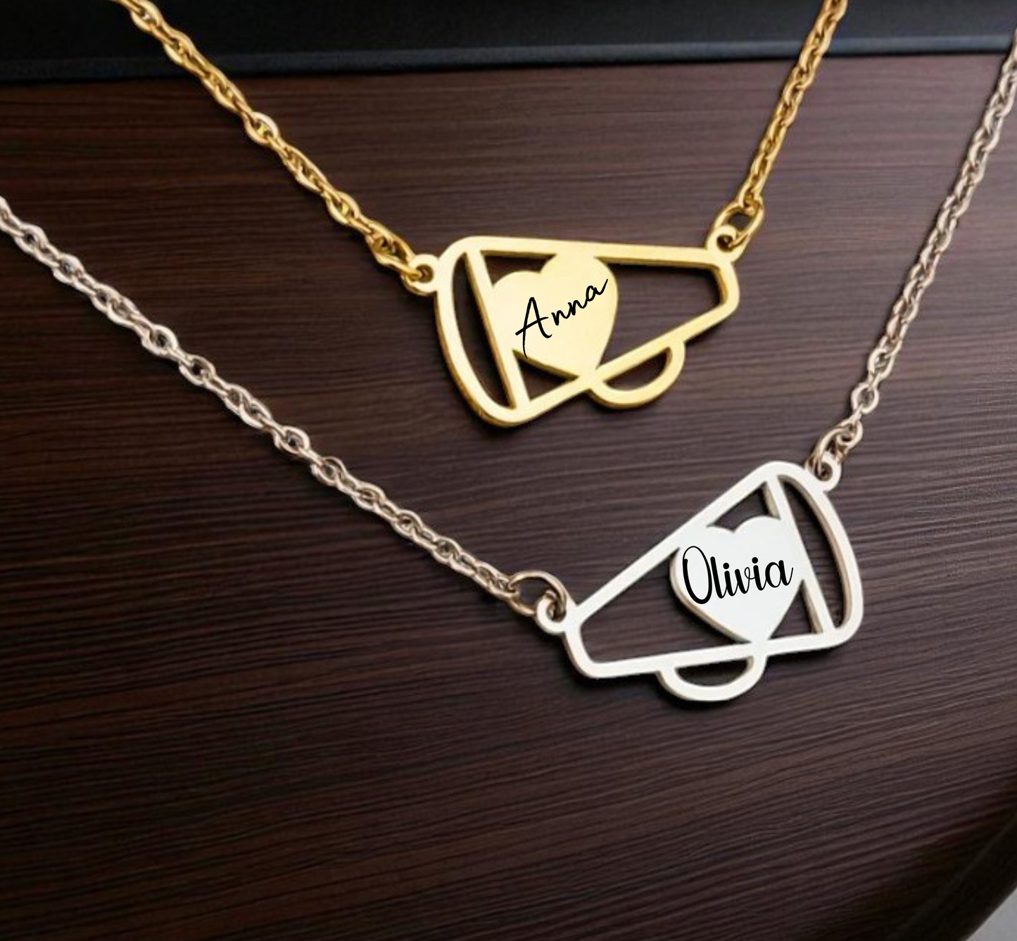 Personalized Cheerleader Necklace – Custom Engraved Cheer Jewelry Gift for Cheerleaders, Teams & Coaches