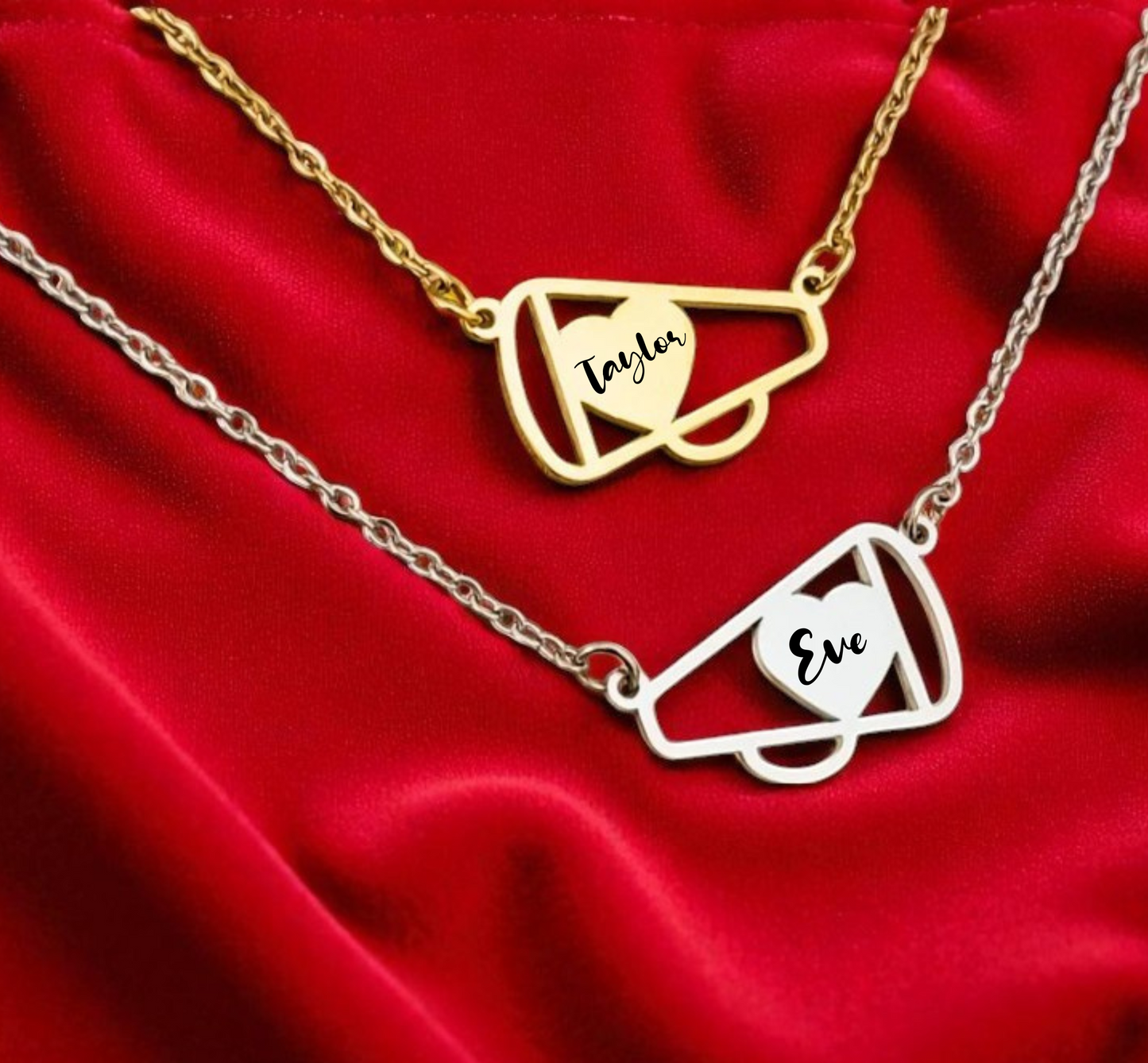 Personalized Cheerleader Necklace – Custom Engraved Cheer Jewelry Gift for Cheerleaders, Teams & Coaches