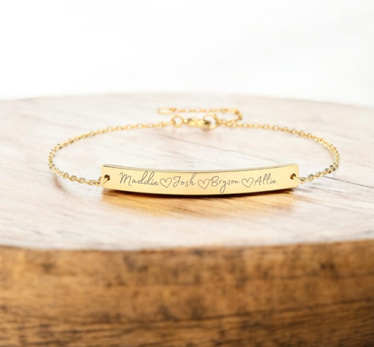 Personalized Engraved Bracelet – Custom Name Bar Bracelet Gift for Her Birthday, Anniversary or Bridesmaids