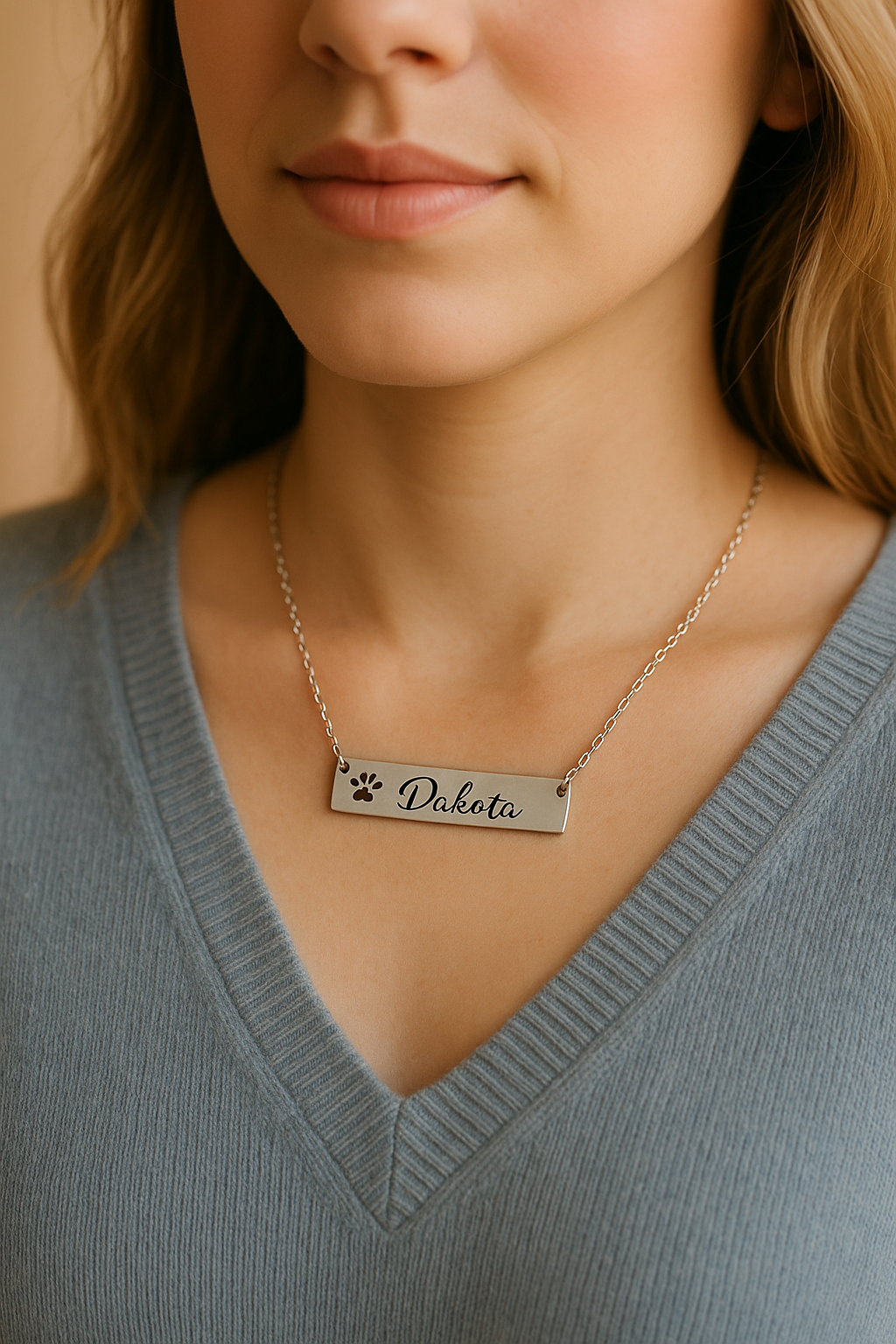 Custom engraved pet memorial necklace with paw charm – hypoallergenic stainless steel