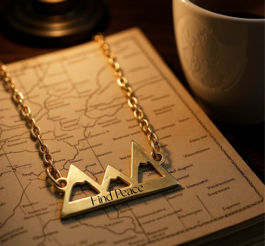 Engraved Mountain Pendant Necklace – Personalized Adventure Jewelry with Quote, Name, or GPS Coordinates