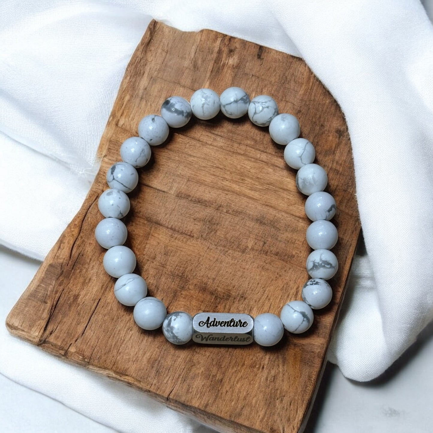 Personalized Stone Bracelet – Custom Engraved Natural Stone Jewelry Gift for Her, Mom, Sister