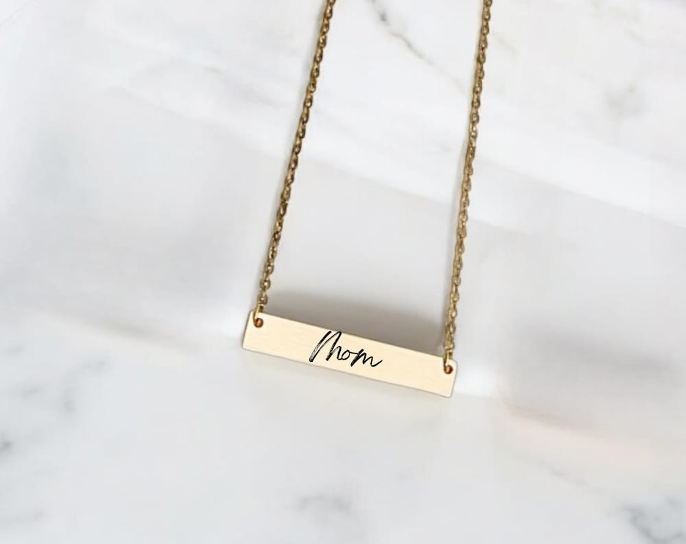 Personalized Bar Necklace – Custom Engraved Inspirational Quote Necklace for Her, Gift for Birthday, Graduation, or Motivation