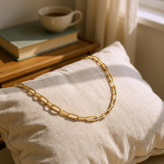 Paperclip Chain Necklace – Minimalist Gold or Silver Name Necklace, Trendy Layering Jewelry, Gift for Her