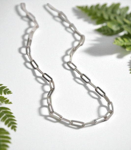 Paperclip Chain Necklace – Minimalist Gold or Silver Name Necklace, Trendy Layering Jewelry, Gift for Her