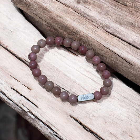 Personalized Stone Bracelet – Custom Engraved Natural Stone Jewelry Gift for Her, Mom, Sister