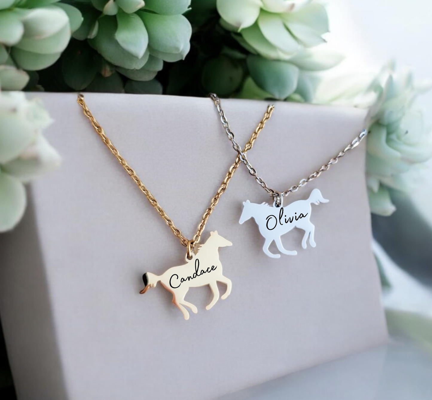 Equestrian Personalized Horse Pendant Necklace - Engraved for Horse Lovers & Riders