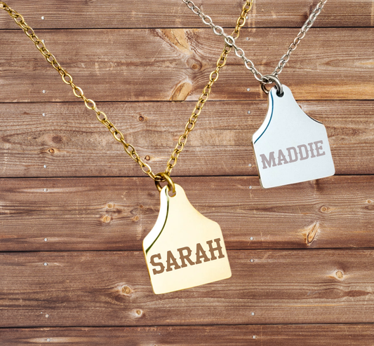 Personalized Cow Tag Necklace – Custom Engraved Farm Animal Pendant Gift for Her