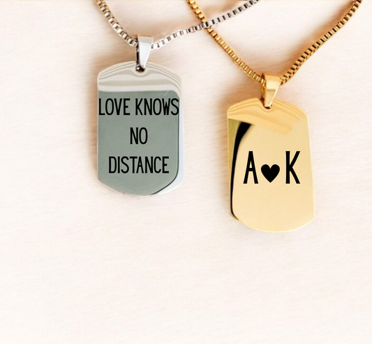 Military Style Personalized Dog Tag Necklace – Custom Engraved Pendant for Men, Gift for Him