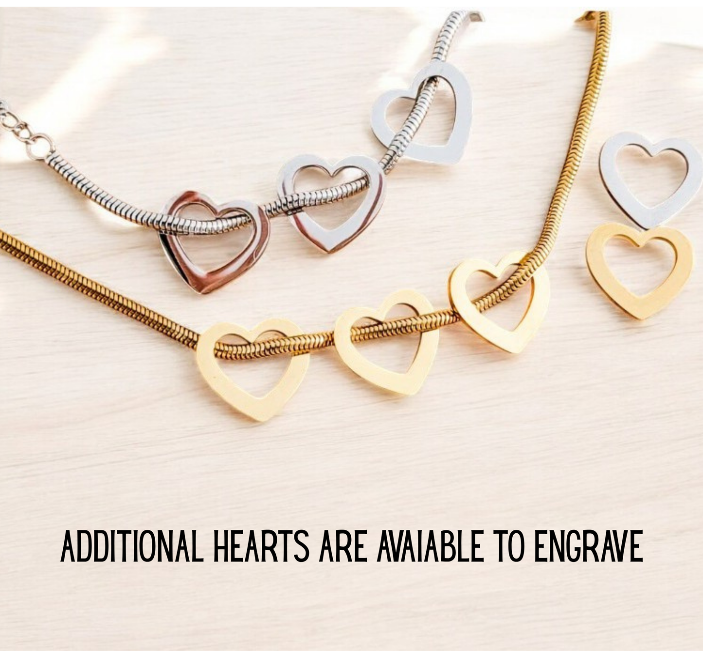 Personalized Heart Charm Bracelet – Custom Engraved Jewelry Gift for Her, Mom, Wife or Daughter