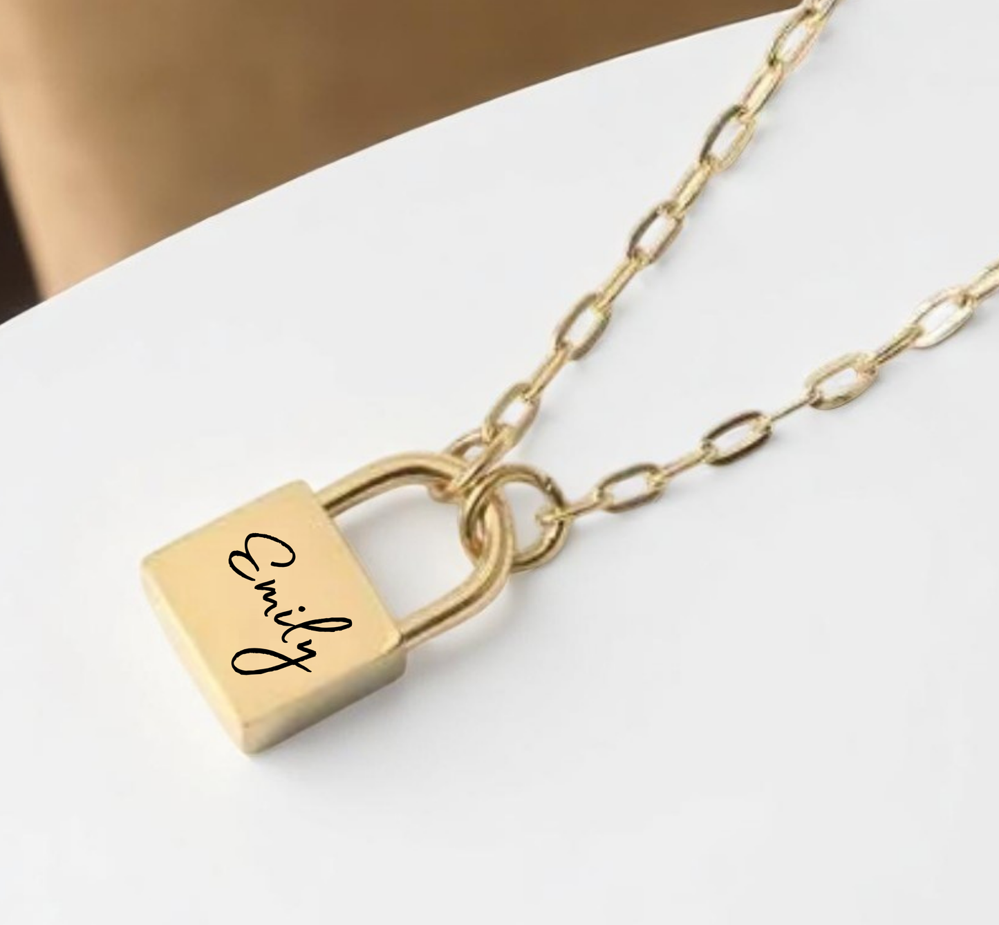 Personalized Engraved Lock Necklace – Custom Initial Jewelry Gift for Her, Girlfriend, or Daughter