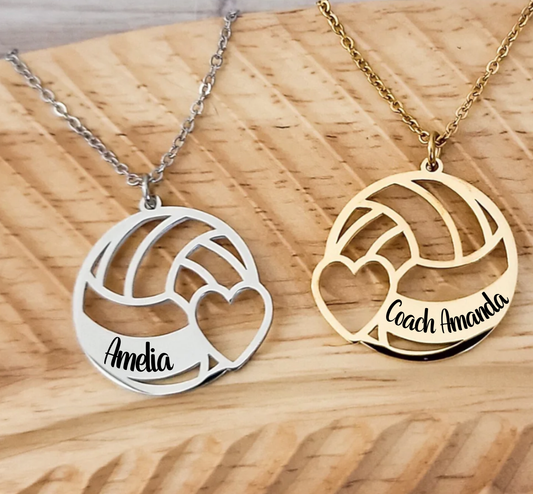 Personalized Volleyball Pendant Necklace – Custom Engraved Gift for Volleyball Players, Coaches & Sports Fans