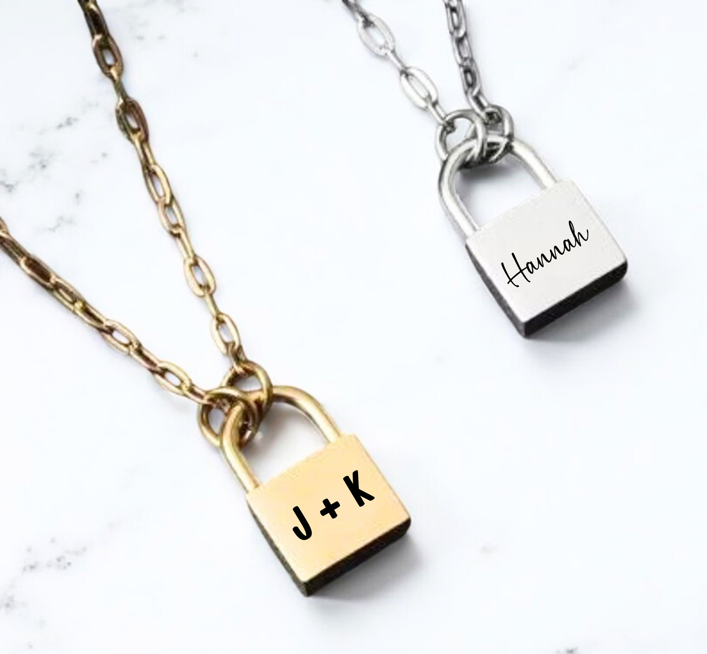 Personalized Engraved Lock Necklace – Custom Initial Jewelry Gift for Her, Girlfriend, or Daughter