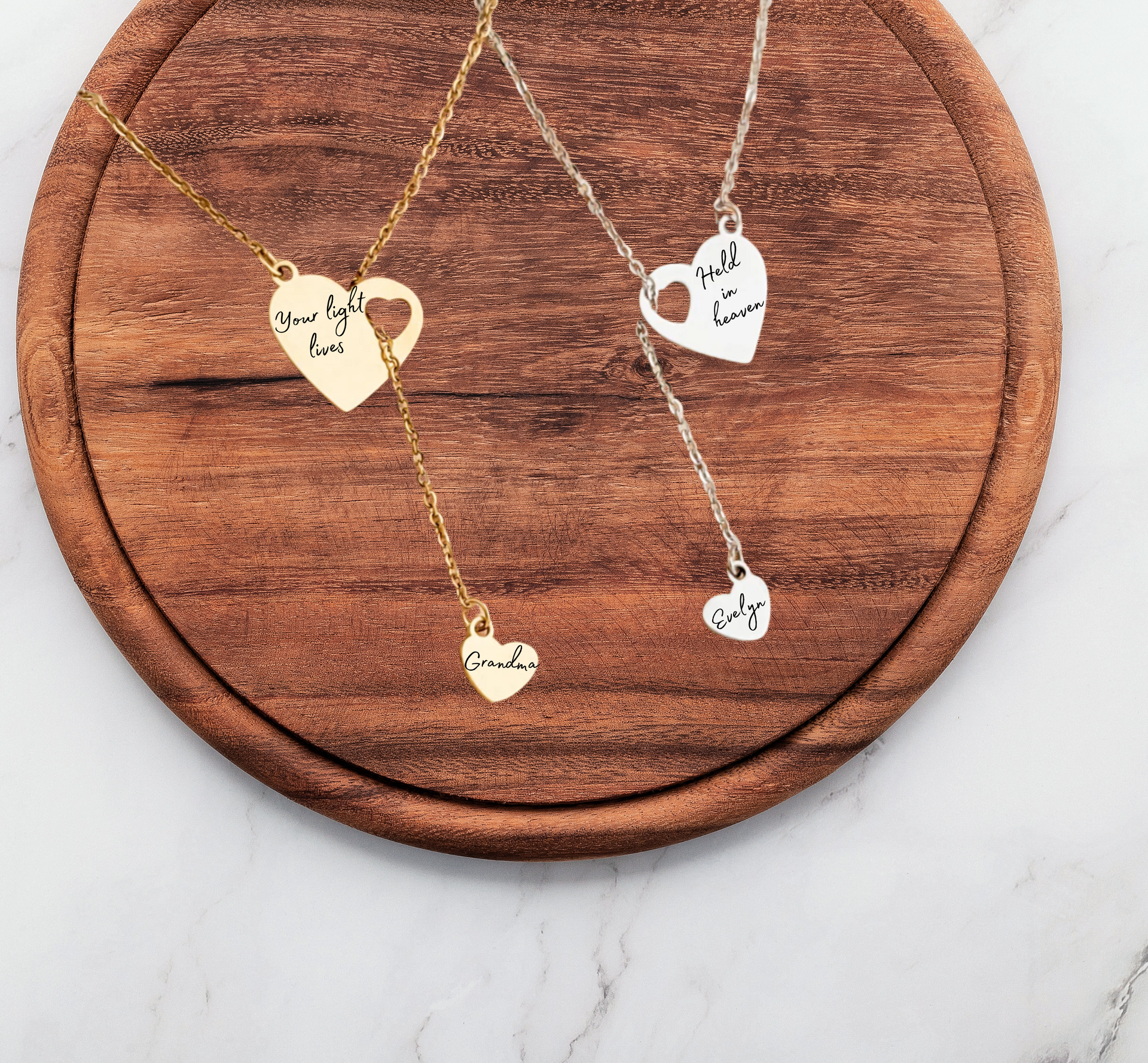 くまʕ•ᴥ•ʔ Personalized Memorial Heart Necklace – Custom Remembrance