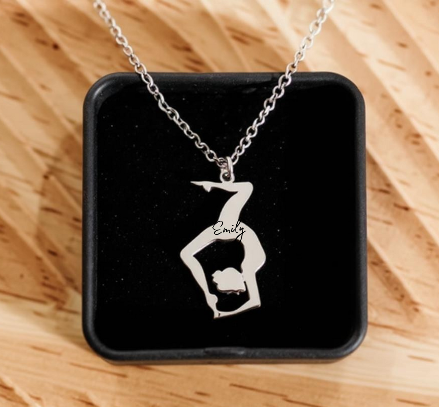 Personalized Gymnastics Necklace – Custom Engraved Pendant Gift for Gymnasts, Moms & Coaches