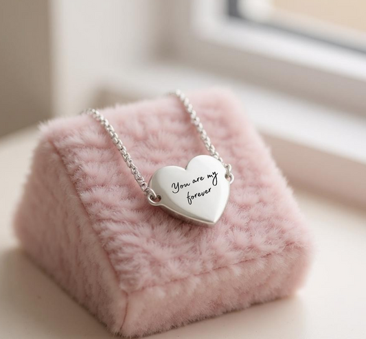 Personalized Heart Bracelet – Custom Engraved Name Jewelry Gift for Her, Wife, Mom, or Best Friend