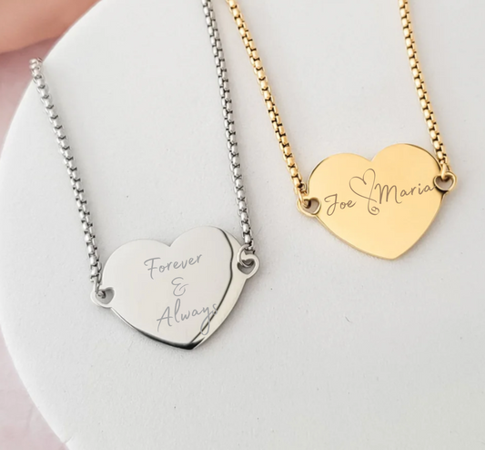 Personalized Heart Bracelet – Custom Engraved Name Jewelry Gift for Her, Wife, Mom, or Best Friend