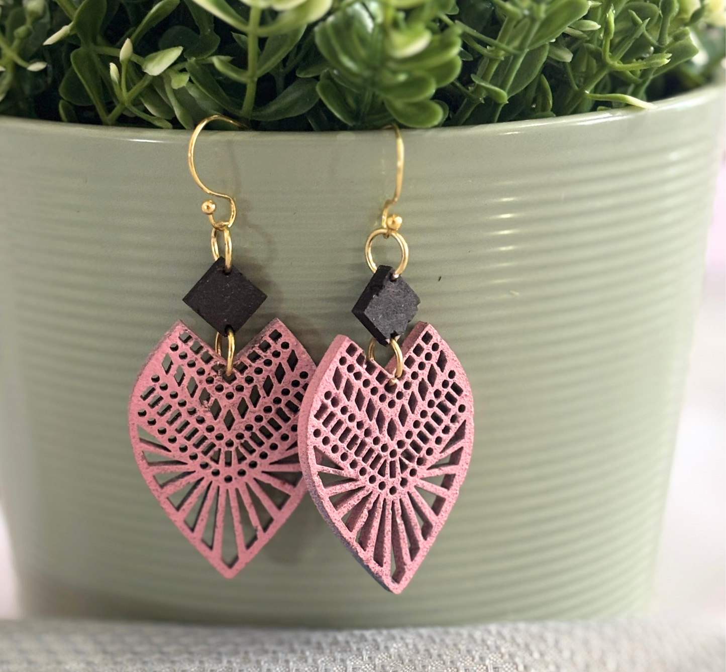 Boho Wooden Teardrop Earrings – Lightweight Handcrafted Statement Dangles for Women with Hypoallergenic Hooks