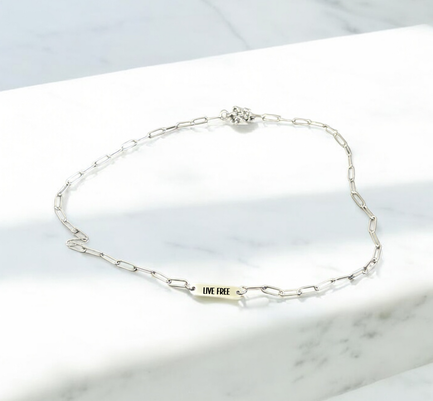 Engraved paperclip link necklace – elegant custom jewelry for everyday wear