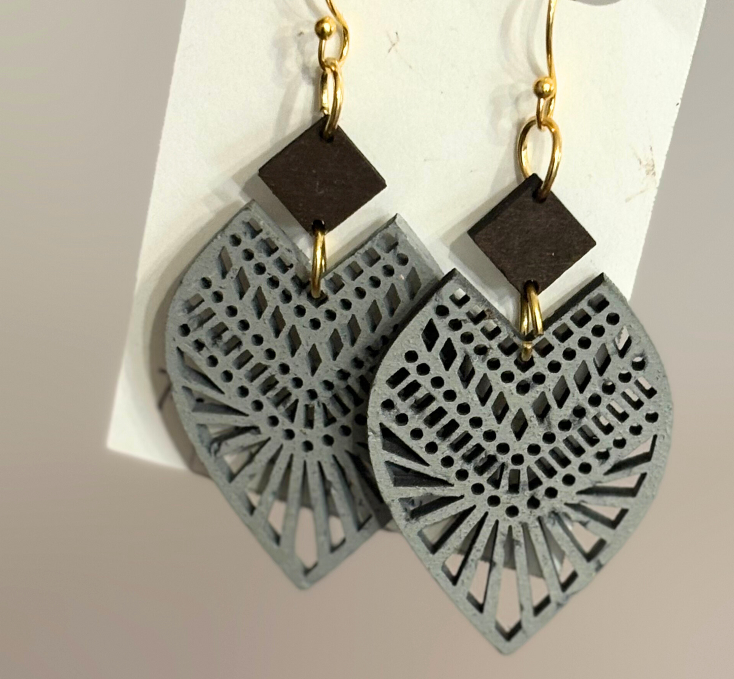 Boho Wooden Teardrop Earrings – Lightweight Handcrafted Statement Dangles for Women with Hypoallergenic Hooks