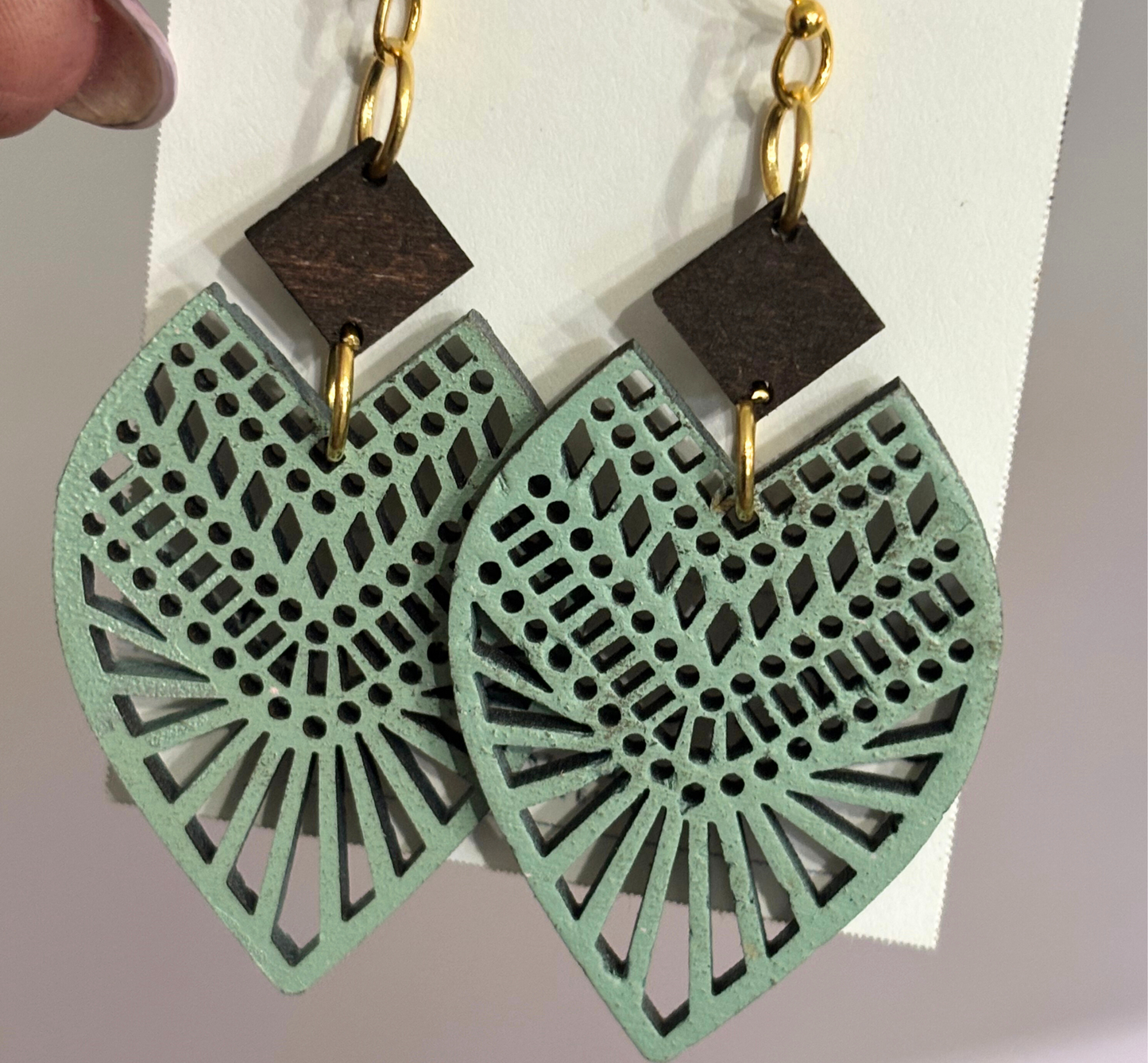 Boho Wooden Teardrop Earrings – Lightweight Handcrafted Statement Dangles for Women with Hypoallergenic Hooks