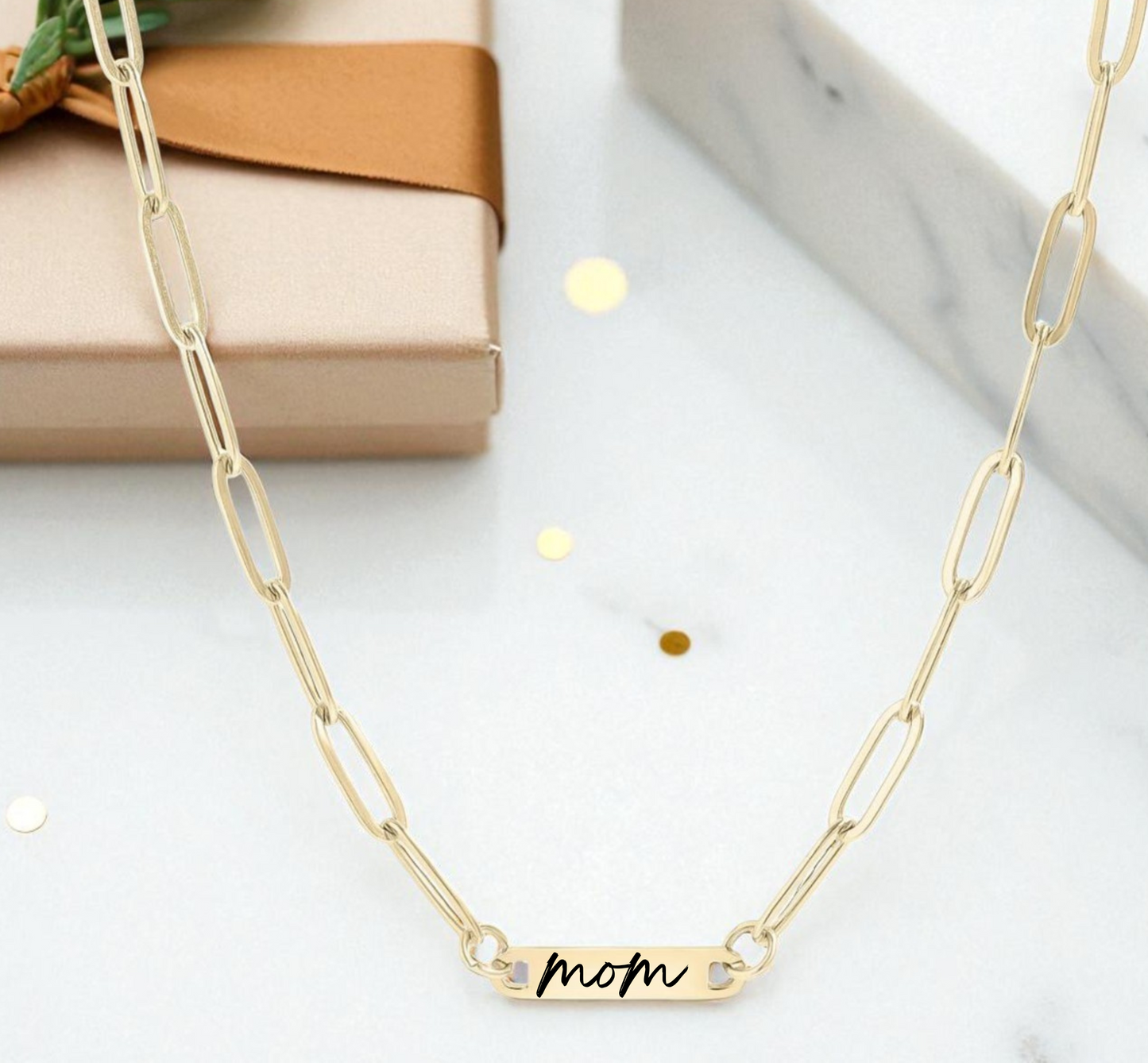 Personalized Name Necklace – Elegant Paperclip Chain Gift for Her