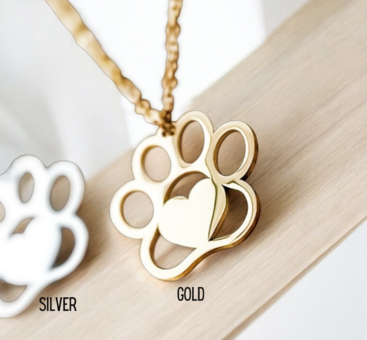 Personalized Pet Memorial Necklace – Custom Engraved Paw Print Jewelry for Pet Loss, Dog or Cat Remembrance Gift