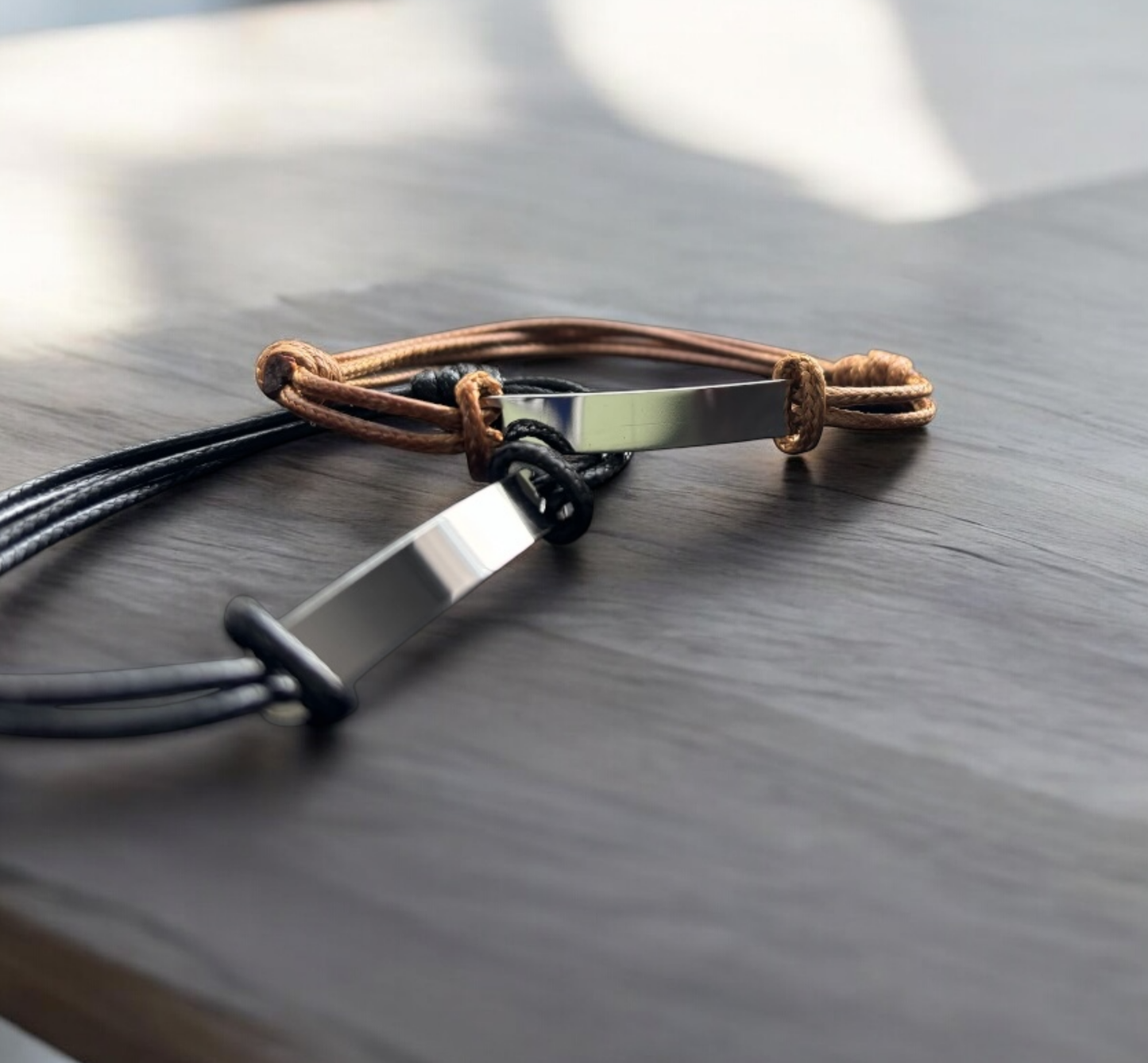 Personalized Woven Cord Bracelet – Custom Engraved Name Bracelet for Him, Adjustable Gift for Men, Boyfriend, Husband or Dad