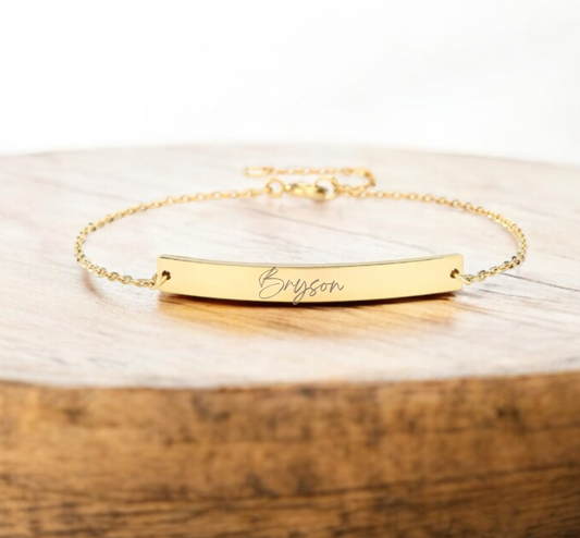 Personalized Engraved Bracelet – Custom Name Bar Bracelet Gift for Her Birthday, Anniversary or Bridesmaids