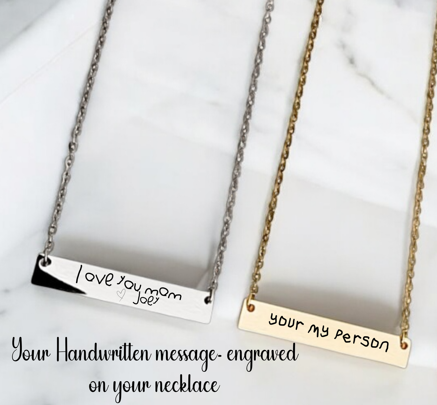 Custom Handwriting Necklace – Actual Handwritten Note Jewelry in Gold or Silver, Memorial Keepsake Gift for Her