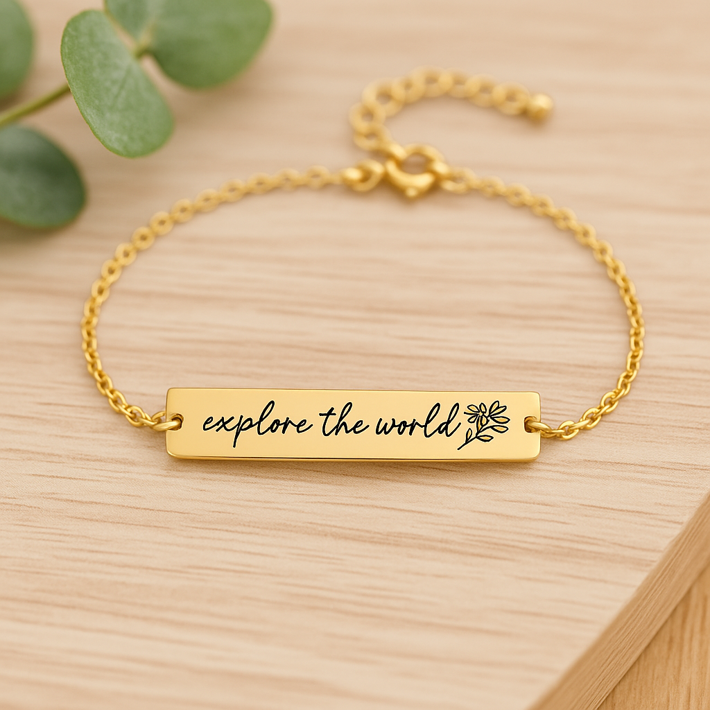 Personalized Adventure Awaits Bracelet – Custom Engraved Gift for Her, Hikers, Travelers & Free Spirits