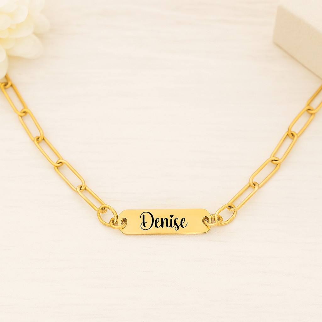 Personalized name necklace with modern paperclip chain – gift for her